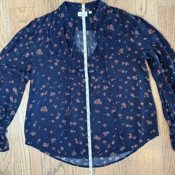 AG Adriano Goldschmied Women's Celeste Floral Navy Blouse Size X-Small - Picture 6 of 13